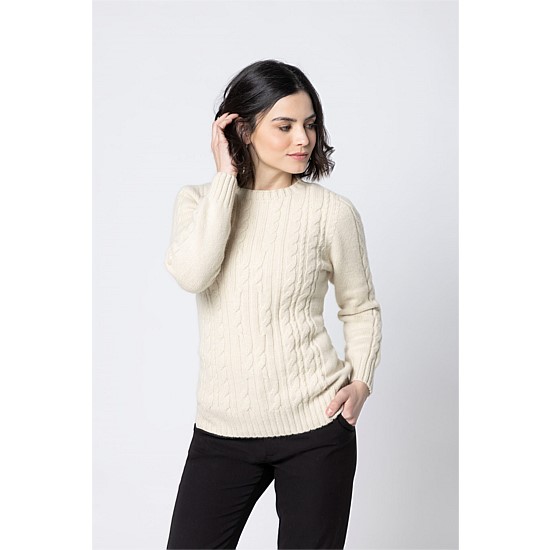 Women''s Possum/Merino Cable Crew