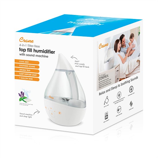 4-in-1 Top Fill Drop Humidifier w Sound Machine