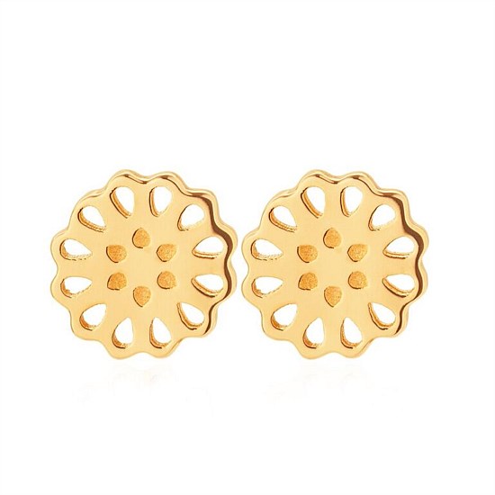 Lotus Stud Earrings Gold Plate