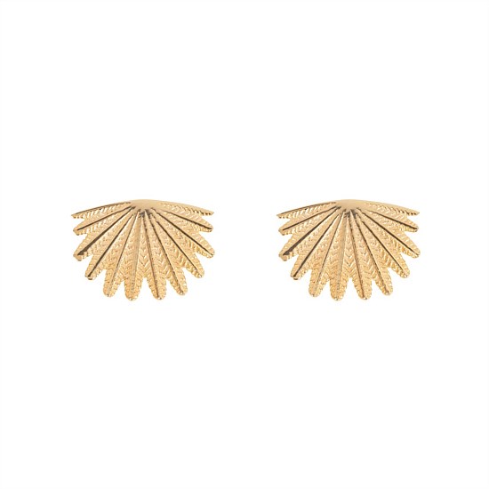 Mini Fan Tail Studs Gold Plate