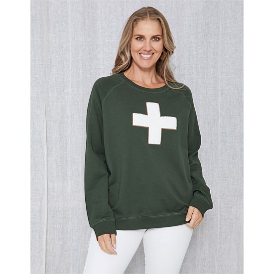 Sweater Khaki White Cross