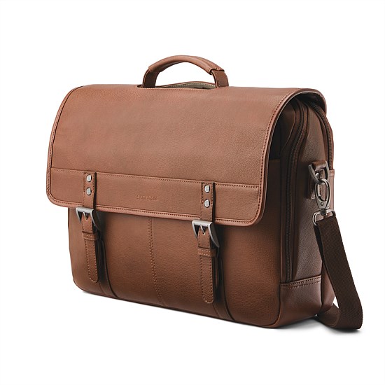 Samsonite Classic Leather Flapover Cognac