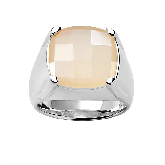 Chequerboard Ring | 14mm Peach Moonstone