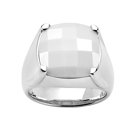 Chequerboard Ring | 14mm White Agate