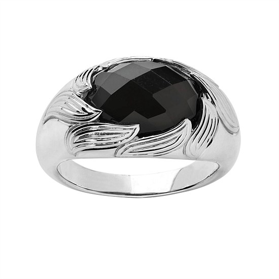 Flame Cocktail Ring with Onyx