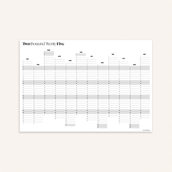 2025 Yearly Wall Planner - A2