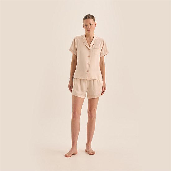 Topaz Pure Silk Short Sleeve Top and Shorts