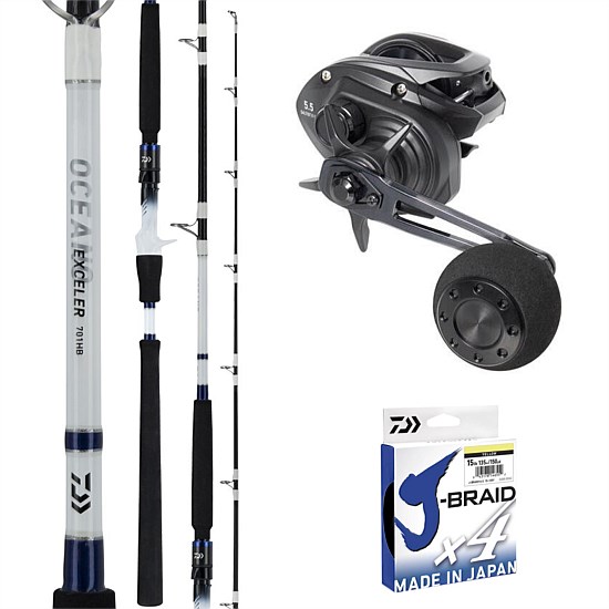 Saltist X 150 BC/Oceano Rod and Reel Slow Jig Fishing Set with Braid