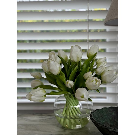 Tulip Bowl Artificial Flower Vase Arrangement