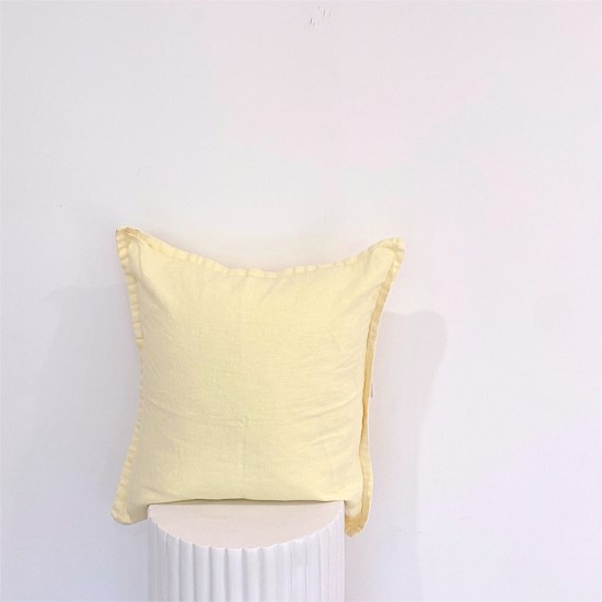 100% Belgium Linen Vintage Washed Cushion- Feather Filled - Lemoncello