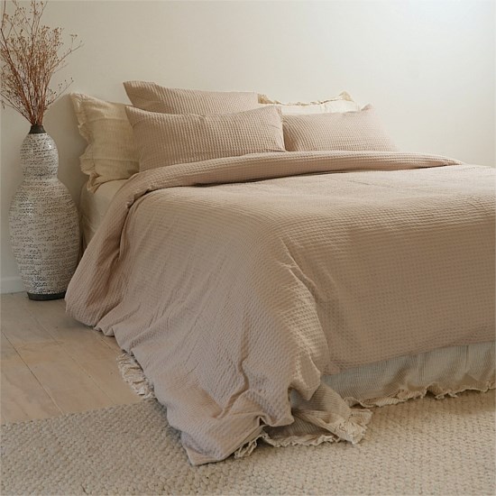 100% Cotton Waffle Duvet Set- Natural