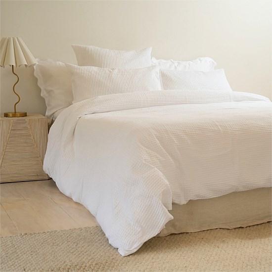 100% Cotton Waffle Duvet Set- White