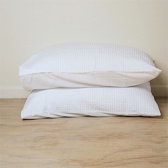 100% Cotton Waffle Pillowcase Pair- White