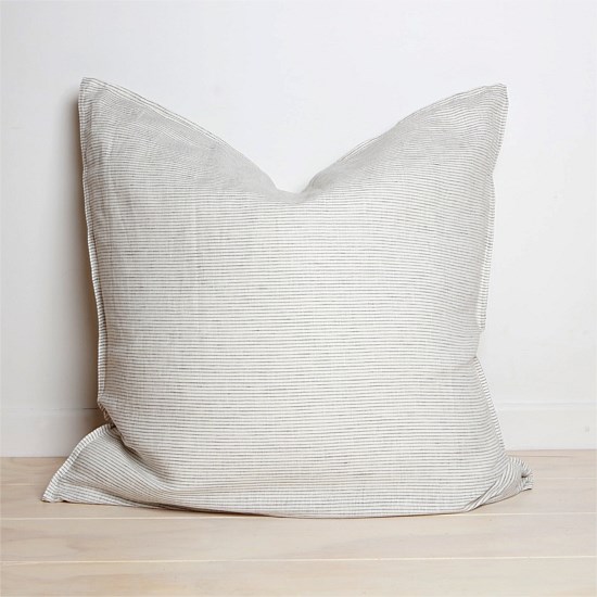 100% French Linen Euro pillowcase- Charcoal Pinstripe