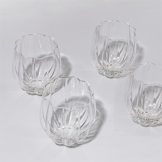 Petal Stemless Glass- Clear- Set of 4