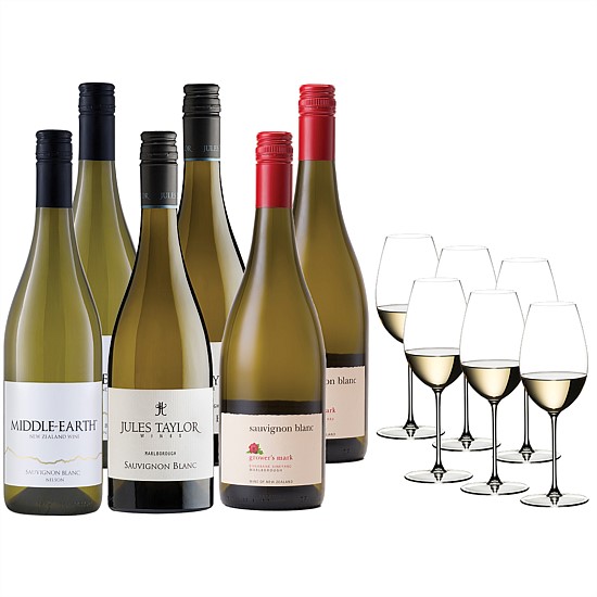 NZ Sauvignon Blanc mixed case and 6 Riedel Sauvignon Blanc glasses