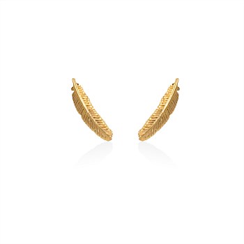 Miromiro Feather Stud 9CT Yellow Gold