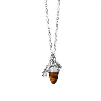 Acorn & Leaf Pendant - Tiger''s Eye