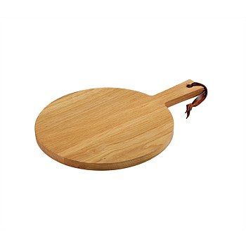 Oak Round Cheese Plate with Handle