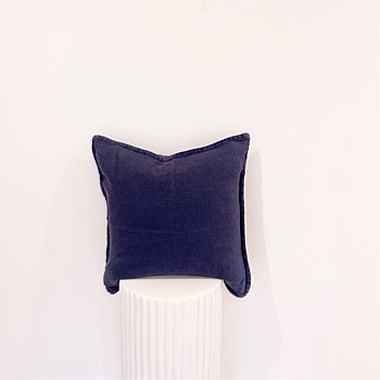 100% Belgium Linen Vintage Washed Cushion- Feather Filled - Navy