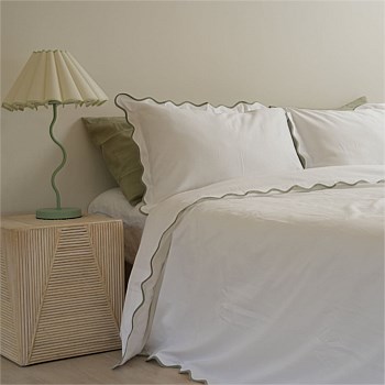 Celine Duvet Set- White/Sage