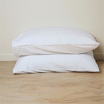 100% Cotton Waffle Pillowcase Pair- White