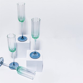 Petal Champagne Flute-Aqua Set of 4