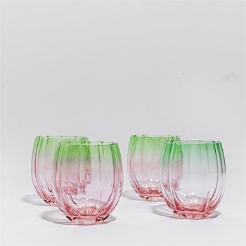 Petal Stemless Glass- Watermelon- Set of 4