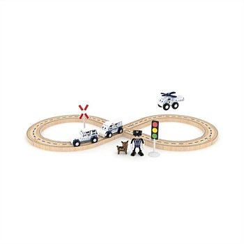 Wooden Police Train Set