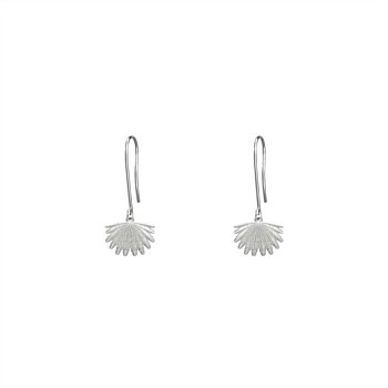 Mini Fan Tail Hook Earrings Silver